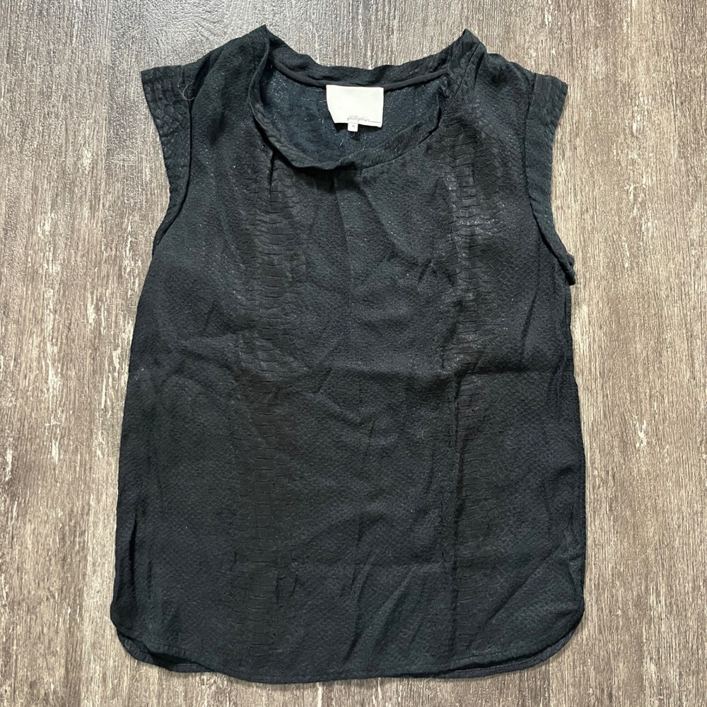 phillip lim Black Snakeskin Print Sleeveless Top Size‎ 6 Cotton Silk Blend